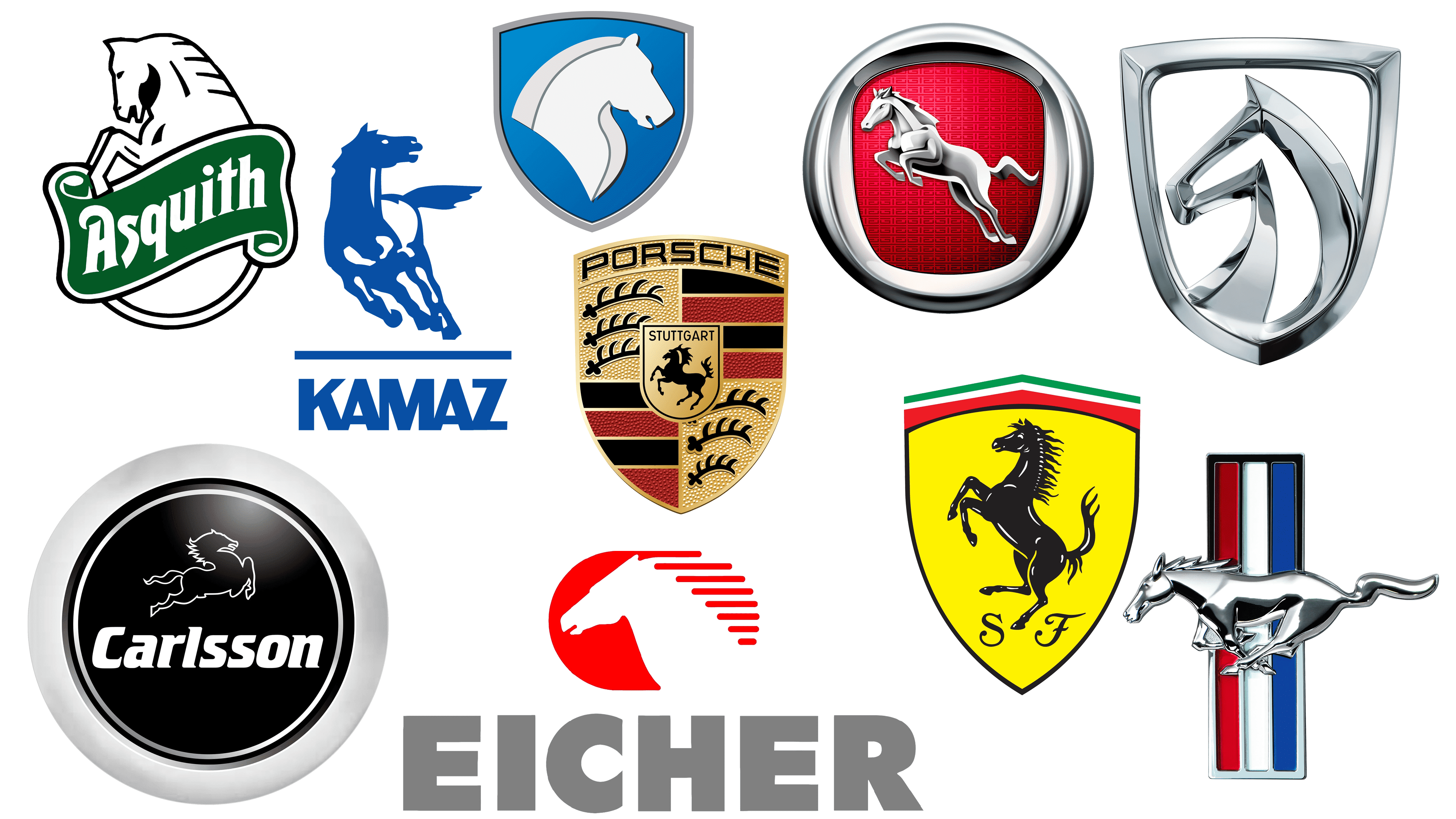 Car Logo With Horse Symbols On Them